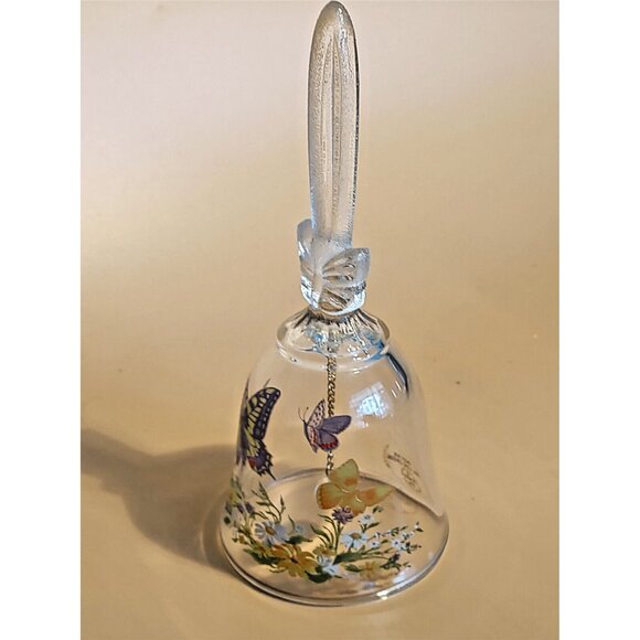 Vintage Art Crystal Glass Bell Avon Butterflies & Flowers 1990 - Picture 12 of 12